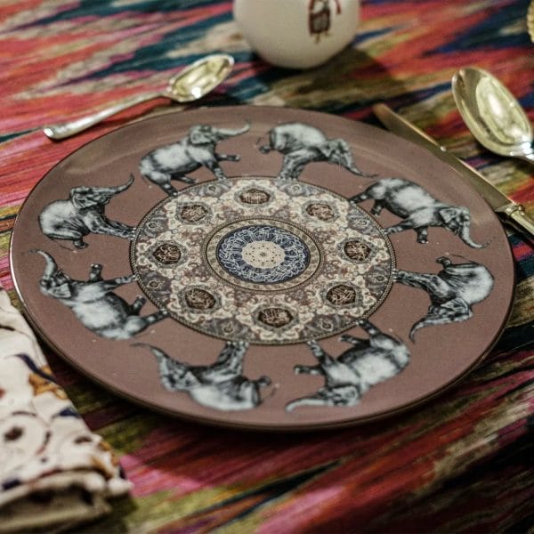 Costantinopoli Line, Decorative Porcelain Plate, Elephants, Ø21 cm - Image 2