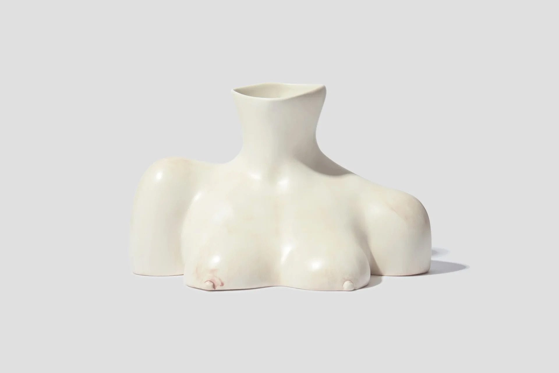 Breast Friend Vase, Earthenware, Matte Marble