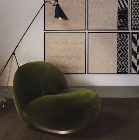 Pacha Lounge Chair, Fully Upholstered, Group. B, Mumble, Glamour Group , Base Finish Pearl Gold - Image 2