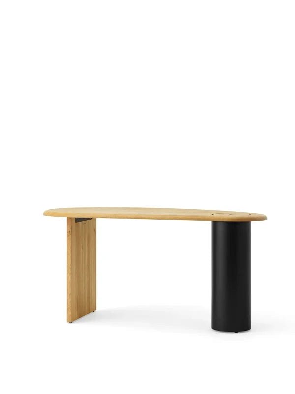 The Eclipse Desk Dark Oiled, Polished Oak with Black round steel columne