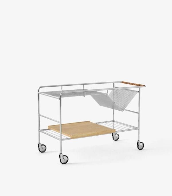 Alima Trolley NDS1, Metal Chrome, Tray Lacquered Oak