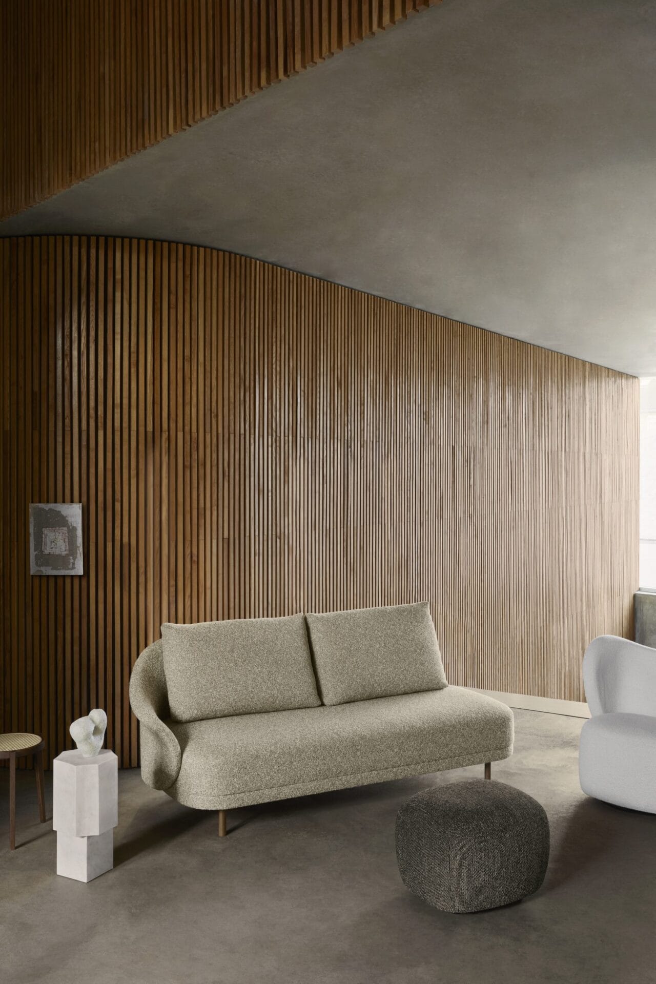 Quartz Side Table None Concrete, Chalk, Ø26 cm