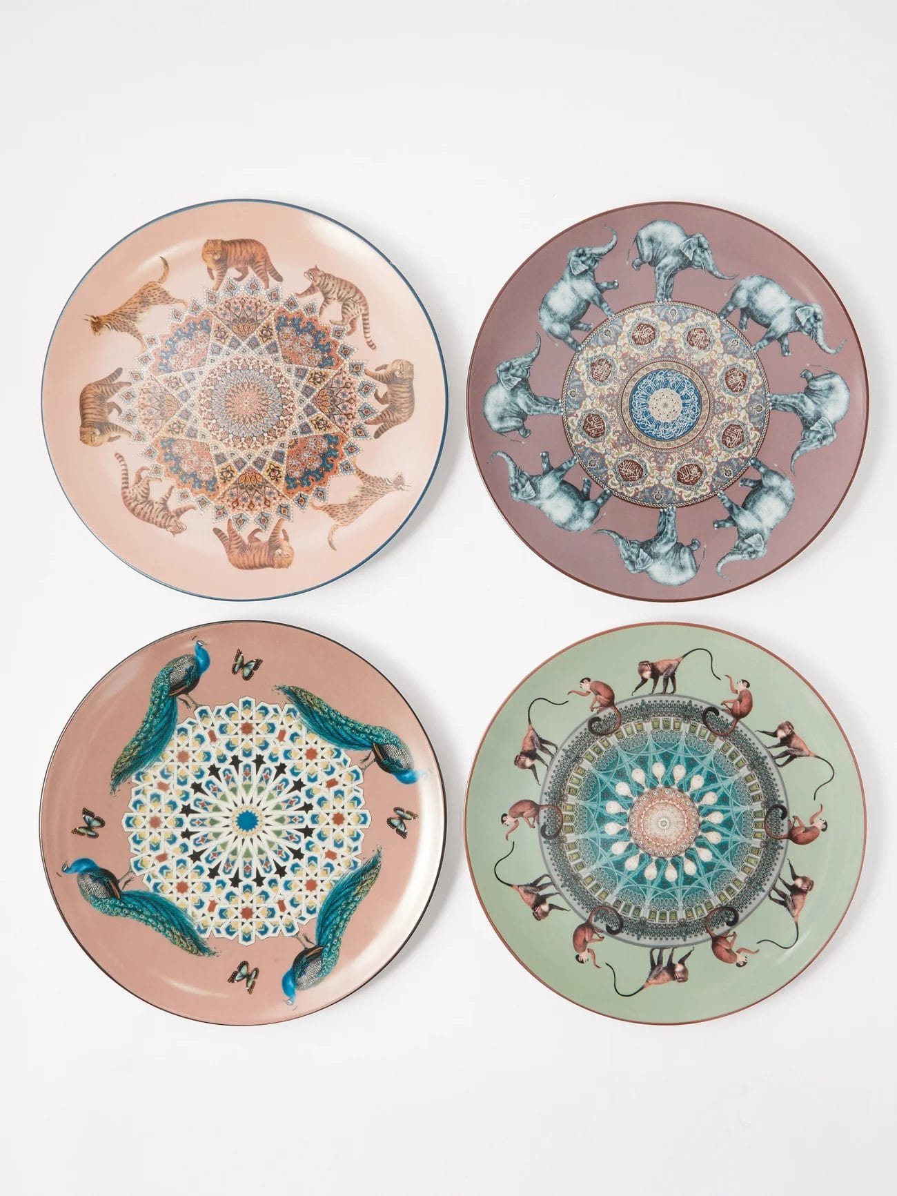 Costantinopoli Line, Decorative Porcelain Plate, Monkeys, ø21 cm