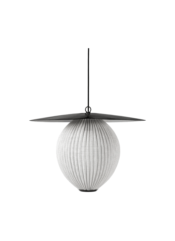 Satellite Pendant (L), Cream White Semi Matt, Base Black