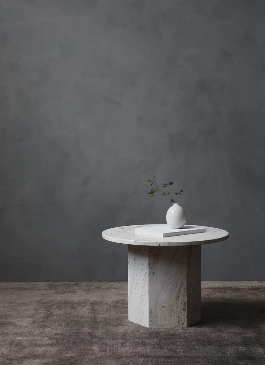 Epic Coffee Table – Neutral White Travertine, Round 60cm
