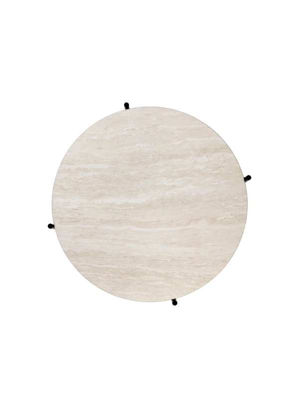 TS Coffee Table, Top Neutral White Travertine, Ø80 cm - Image 2