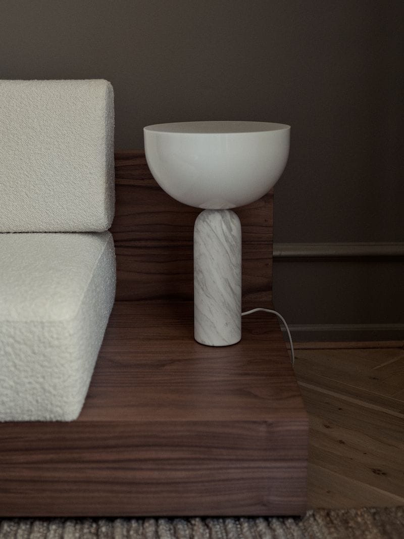 Kizu Table Lamp, Large, White Marble w. White Acrylic