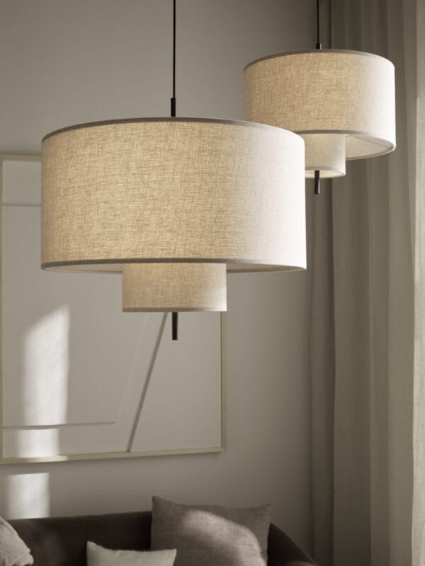 Margin Pendant Lamp Beige w. Black Fitting Ø70 cm