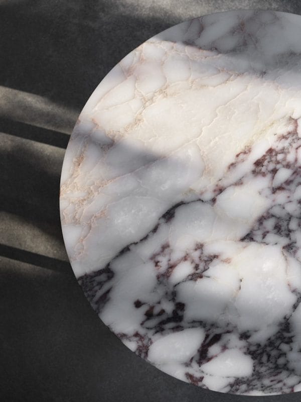 Florence Side Table, White Viola Marble, White Frame, Ø50 cm - Image 2