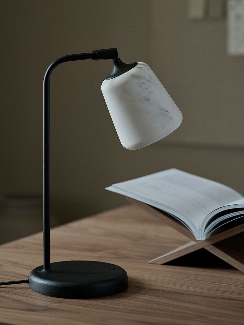 Material Table Lamp, White Marble
