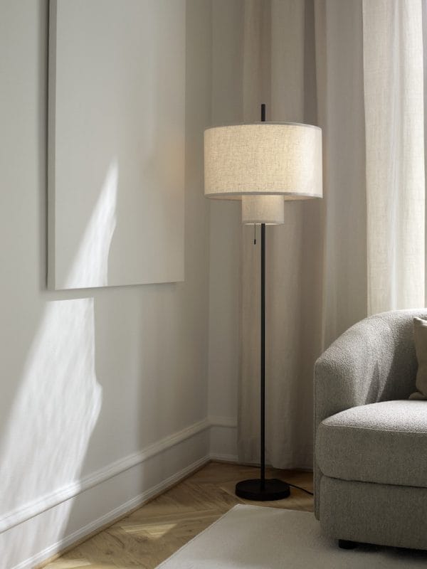 Margin Floor Lamp, Shade Beige, Base Black - Image 2