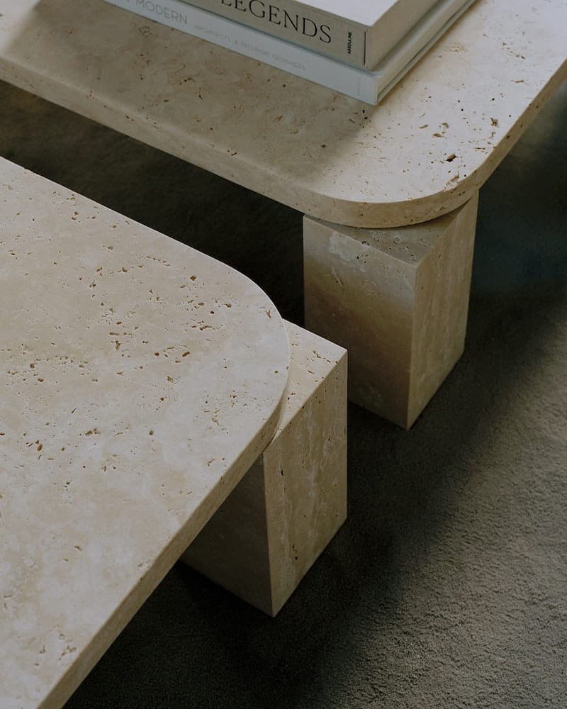 Atlas Coffee Table, Unfilled Travertine