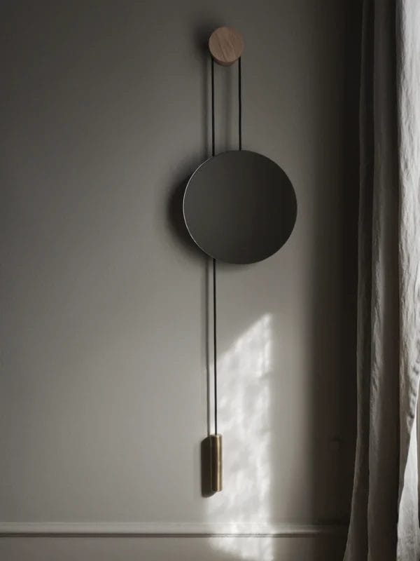 Rise and Shine Wall Mirror, Natural Oak w. Brass Weight - Image 2