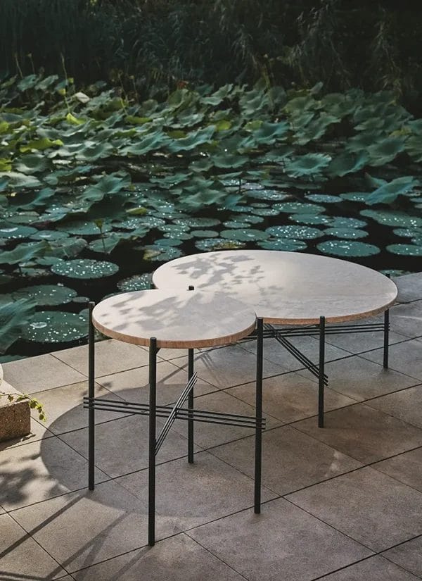 TS Coffee Table, Top Neutral White Travertine, Ø80 cm - Image 3