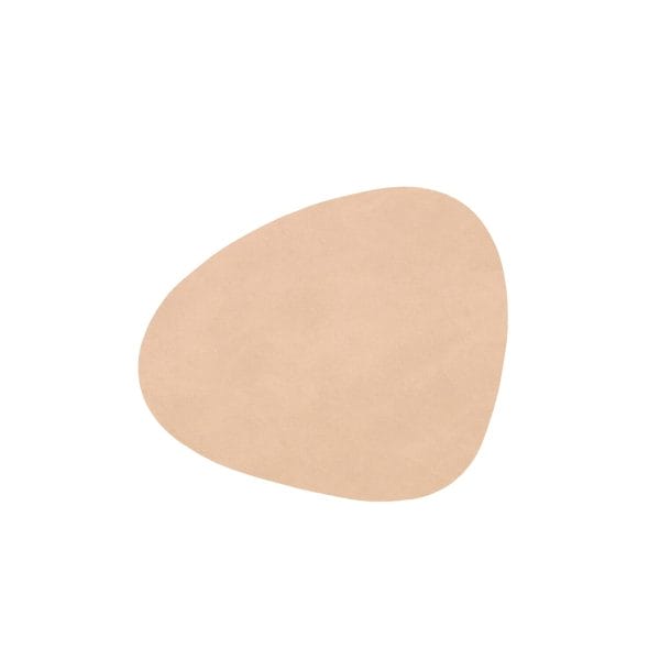 Glass Mat Curve, Leather Nupo, Sand, 11 x 13 cm
