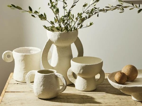 Vase Earth L, White, Paper Mache - Image 3