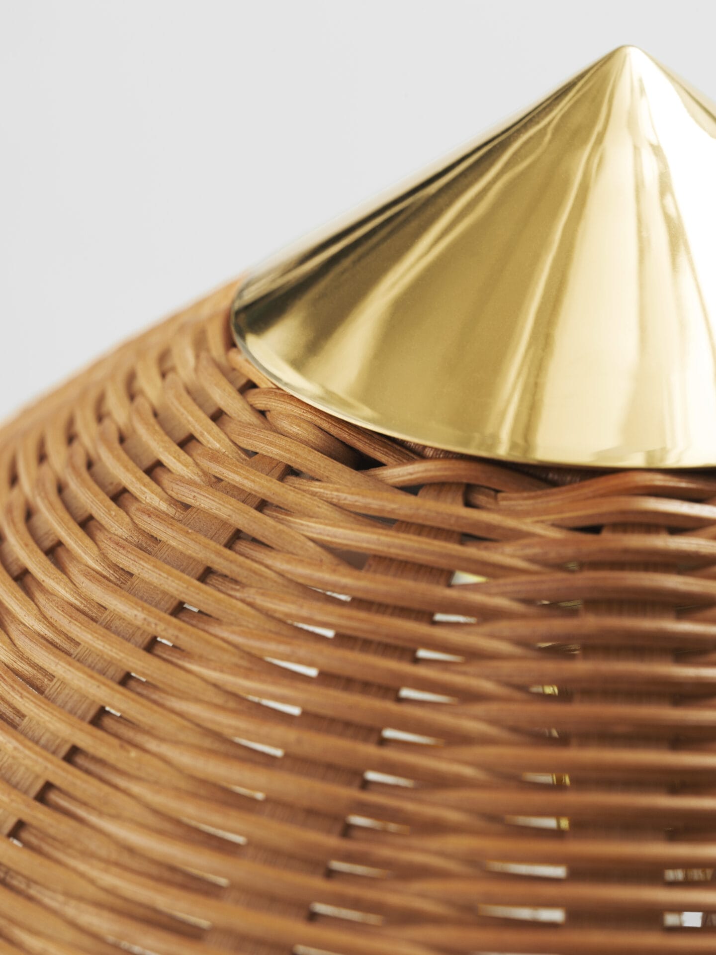 9602 Floor Lamp, Wicker Willow & Brass