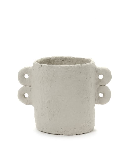 Pot M Earth, Beige, Paper Mache