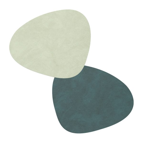 Dinner Mat Curve L, Leather Double Nupo, Dark Green/Olive Green, 37 x 44 cm