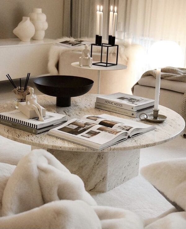 Epic Coffee Table - Neutral White Travertine, Round, Ø110 cm - Image 2