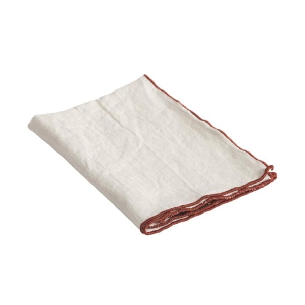 Toile Mimi Napkins, Blanc/Bourdon Argile, 45 x 45 cm