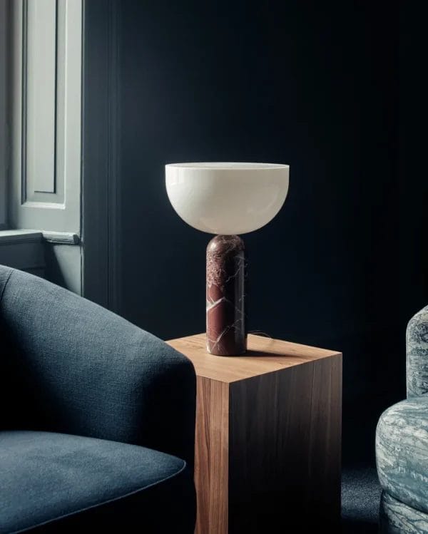 Kizu Table Lamp, Large, Rosso Levanto Marble, H45xØ30 - Image 2