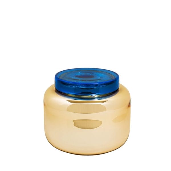 Container Low Jar, Orange and Blue