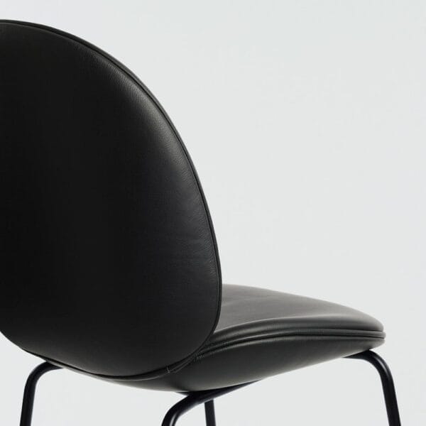 Beetle Bar Chair, Black Soft Leather-Fully Upholstered, Brass - Image 4