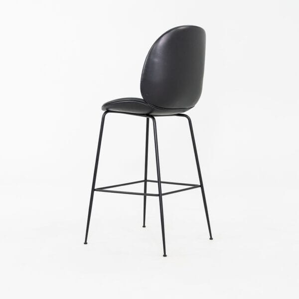 Beetle Bar Chair, Black Soft Leather-Fully Upholstered, Brass - Image 3