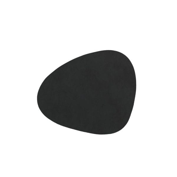 Glass Mat Curve, Leather Nupo, Black, 11 x 13 cm