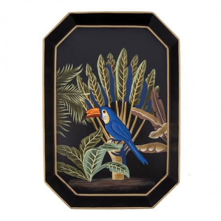 Flora, Handpainted Decorative Iron Tray, Toucan Forest Bird, 43 x 30 cm