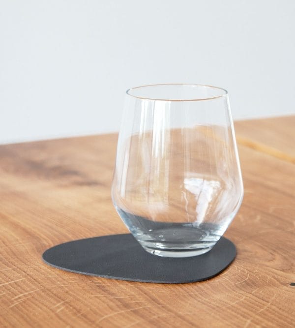 Glass Mat Curve, Leather Nupo, Anthracite, 11 x 13 cm - Image 2