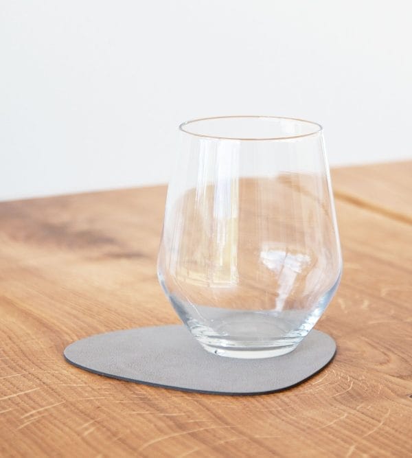 Glass Mat Curve, Leather Nupo, Light Grey, 11 x 13 cm - Image 2