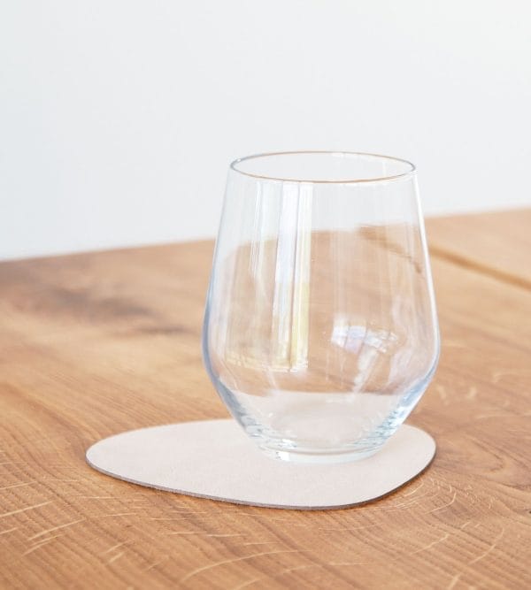 Glass Mat Curve, Leather Nupo, Sand, 11 x 13 cm - Image 2