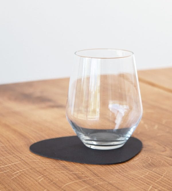 Glass Mat Curve, Leather Nupo, Black, 11 x 13 cm - Image 2