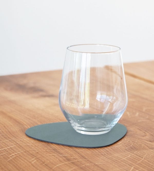 Glass Mat Curve, Leather Nupo, Pastel Green, 11 x 13 cm - Image 2