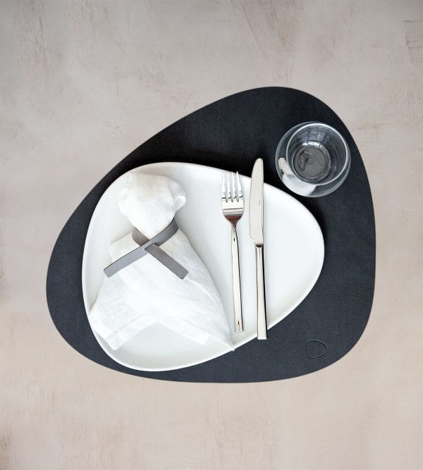 Dinner Mat Curve L, Leather Nupo, Black (Set of 4), 37 x 44 cm - Image 2