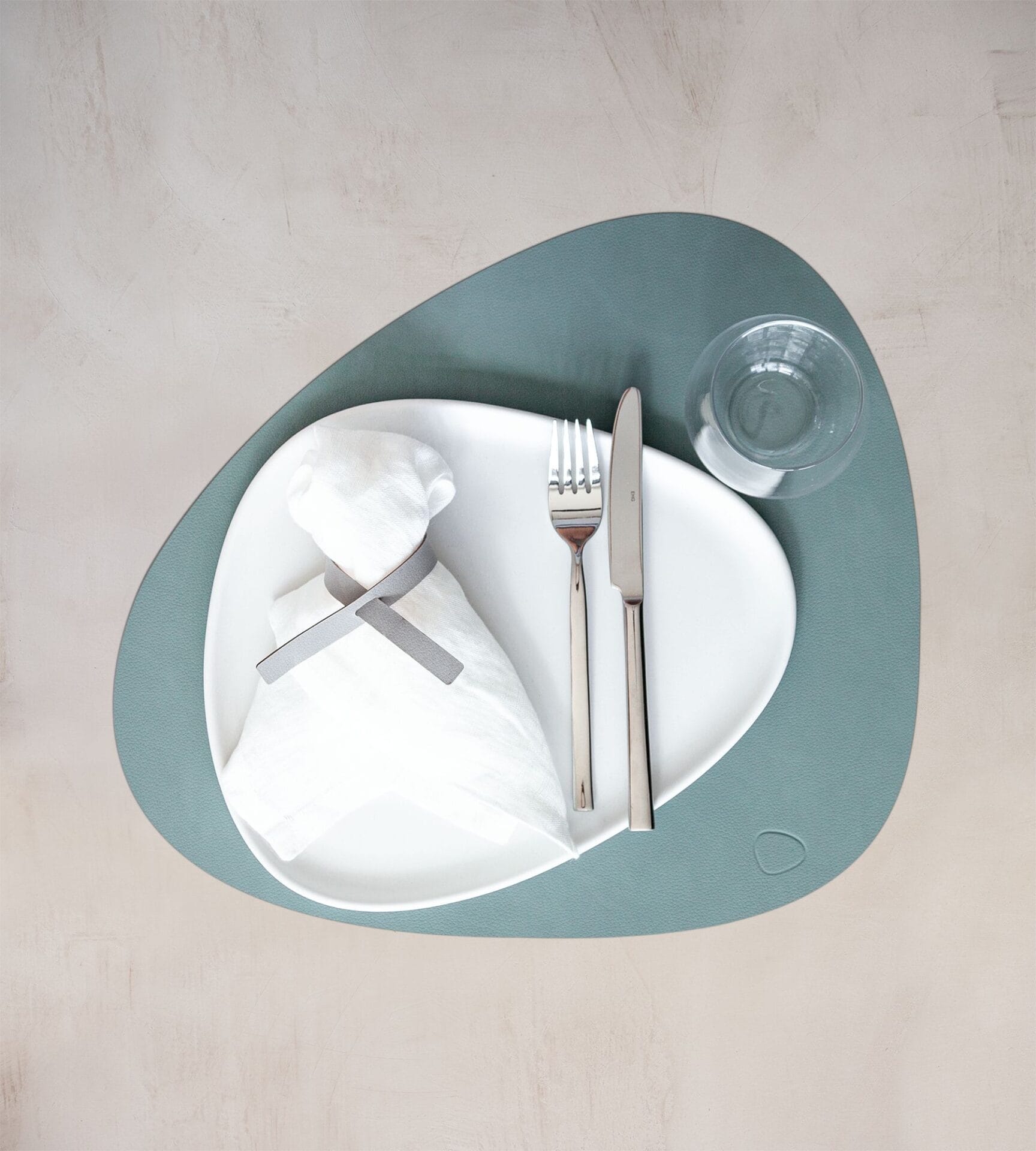 Dinner Mat Curve L, Leather Nupo, Pastel Green (Set of 4)