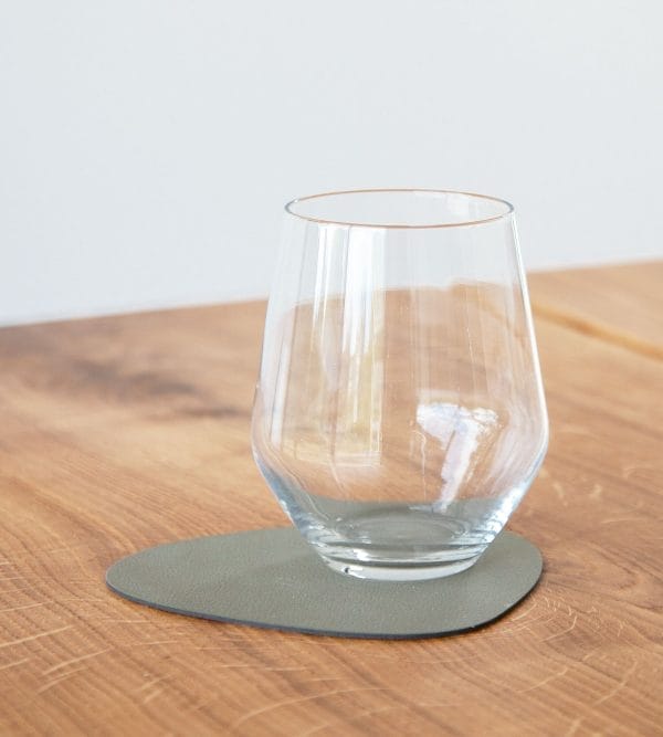 Glass Mat Curve, Leather Nupo, Army Green, 11 x 13 cm - Image 2