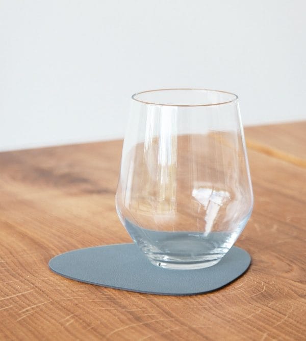 Glass Mat Curve, Leather Nupo, Light Blue, 11 x 13 cm - Image 2