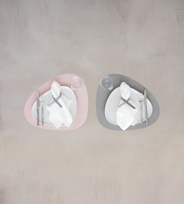 Dinner Mat Curve L, Leather Double Nupo, Rose/Light Grey, 37 x 44 cm - Image 2