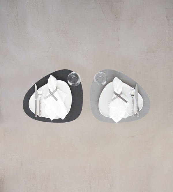 Dinner Mat Curve L, Leather Double Nupo, Ant./Light Grey, 37 x 44 cm - Image 2