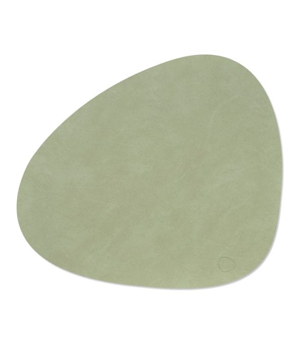Dinner Mat Curve L, Leather Nupo, Olive Green, 37 x 44 cm