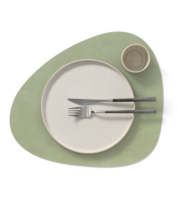 Dinner Mat Curve L, Leather Nupo, Olive Green, 37 x 44 cm - Image 2