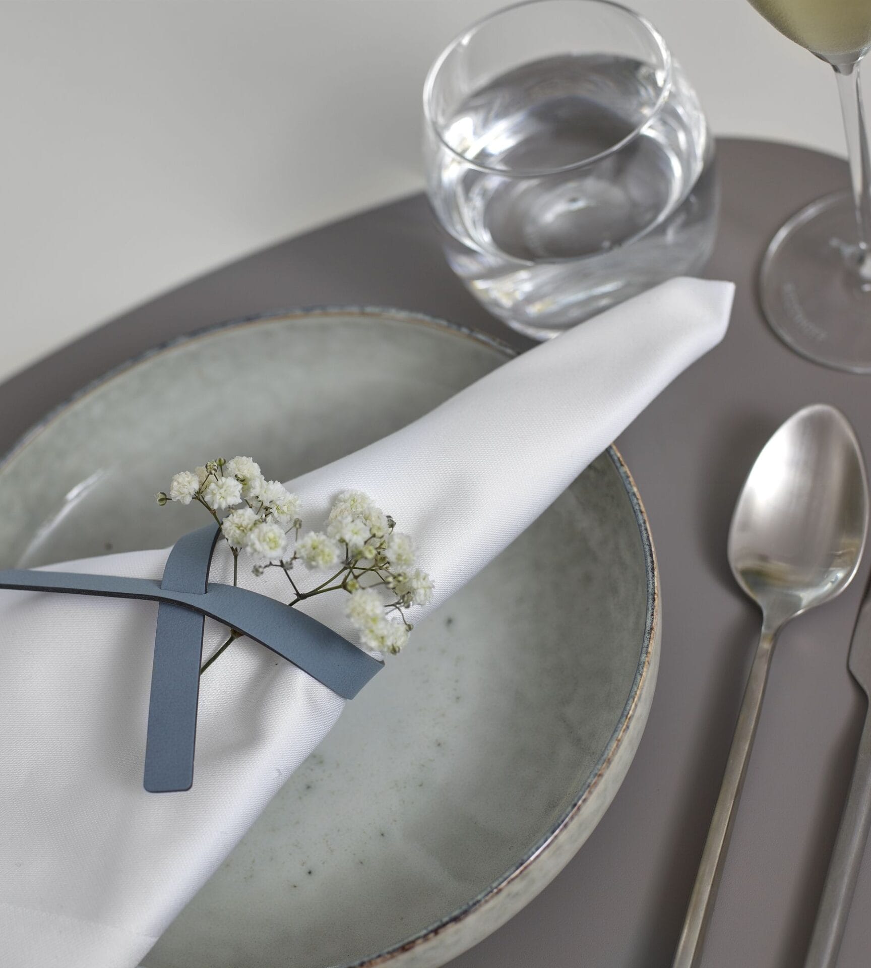 Napkin Loop Fold, Leather Nupo, Light Blue/Light Grey (4 Pieces), 1 x 30 cm - Image 2