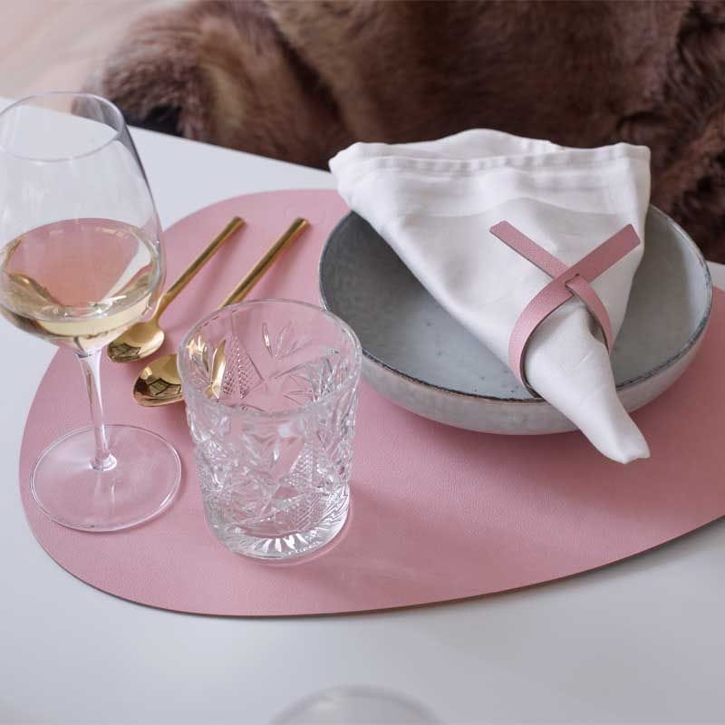 Napkin Loop Fold, Leather Nupo, Rose/Light Grey (4 Pieces), 1 x 30 cm