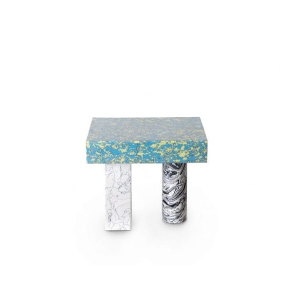 Swirl Side Table Small, Marble Powder, Resin