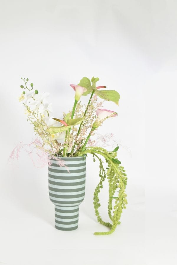 Varia Sculptural Vase, Dusty Green/Forest, Ø15 cm - Image 3