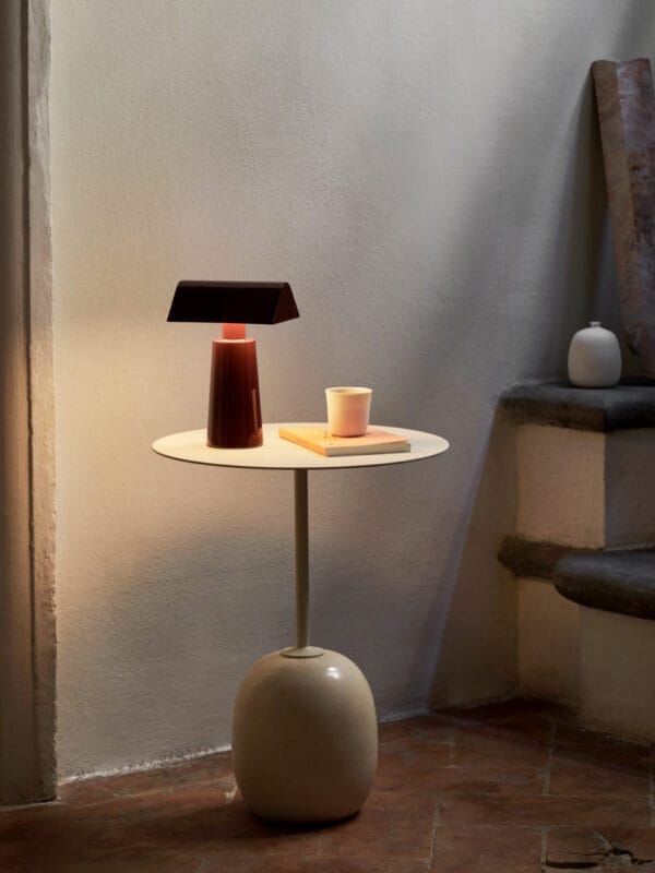 Lato Table LN8, Top Ivory White, Base Crema Diva Marble, Round