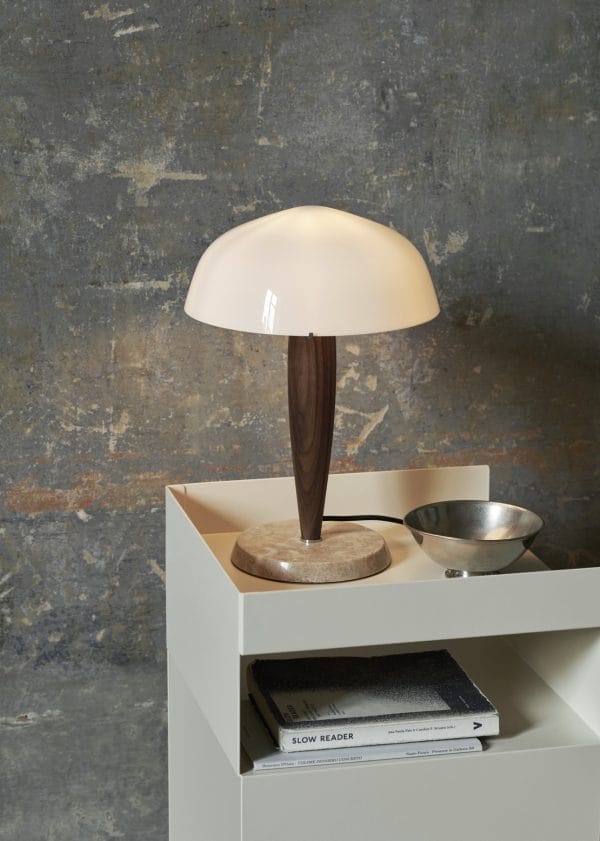 Herman SHY3, Shade, Opal Glass, Base Oiled Walnut, Base Cream Marble - Image 2